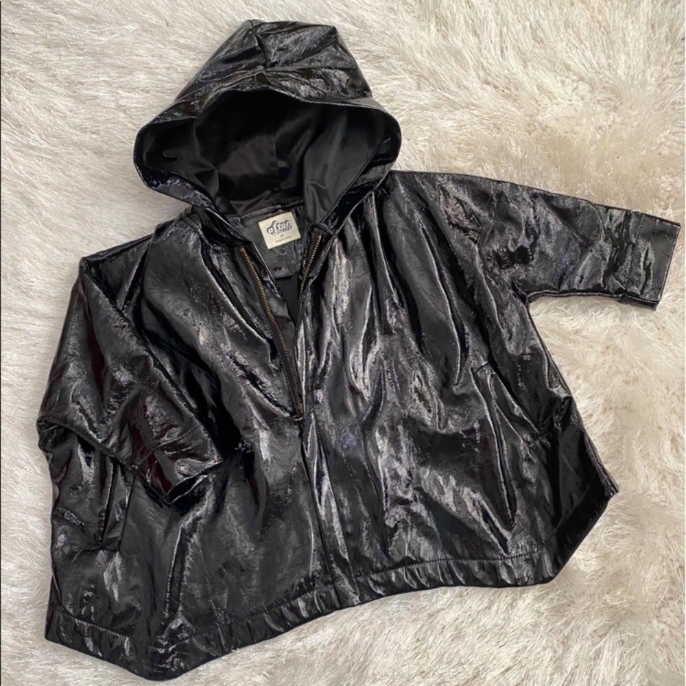 AFTON girls hooded patent swing poncho coat